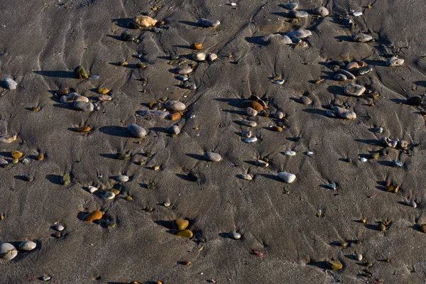 Textura Formada Pela Vista Superior Areia Praia Com Várias Pedras — Fotografia de Stock