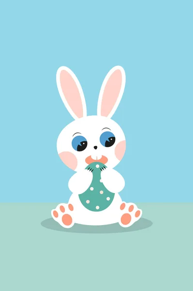 Милый Мультяшный Кролик Пасхальным Яйцом — стоковый вектор