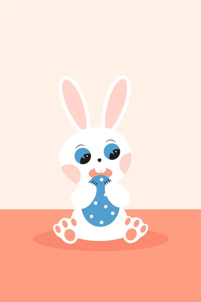 Милый Мультяшный Кролик Пасхальным Яйцом — стоковый вектор