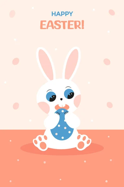 Paskalya yumurtalı sevimli komik tavşan.