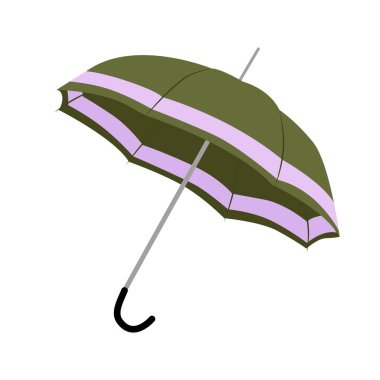 Vector cartoon illustration of a stylish umbrella with a stripe. Icon for the web. Isolated on white background.