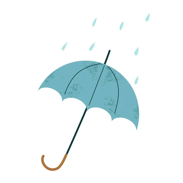 Vector Cartoon Stylish Cane Umbrella Raindrops Icon Web Flat Illustration — Stock Vector