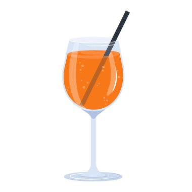 Yaz kokteyli. Aperol Spritz kokteyli, tropik yaz alkollü içeceği. Plaj tatilleri, yaz tatili, parti, kafe bar, eğlence konsepti. İtalyan aperatifi izole vektör ilüstrasyonu