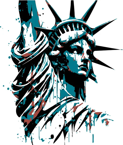 白い背景 ニューヨークのランドマーク アメリカのベクターイラストの自由の像 — ストックベクタ