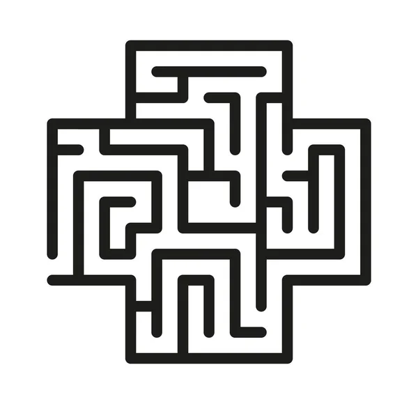 Λαβύρινθος Λαβύρινθος Παιχνίδι Σχήμα Σταυρό Εικονογράφηση Διανύσματος Απομονωμένη Λευκό Φόντο — Διανυσματικό Αρχείο