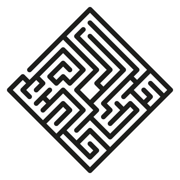 Fyrkantig Svart Labyrint Pussel Labyrint Spel Vektor Mall Illustration Isolerad — Stock vektor