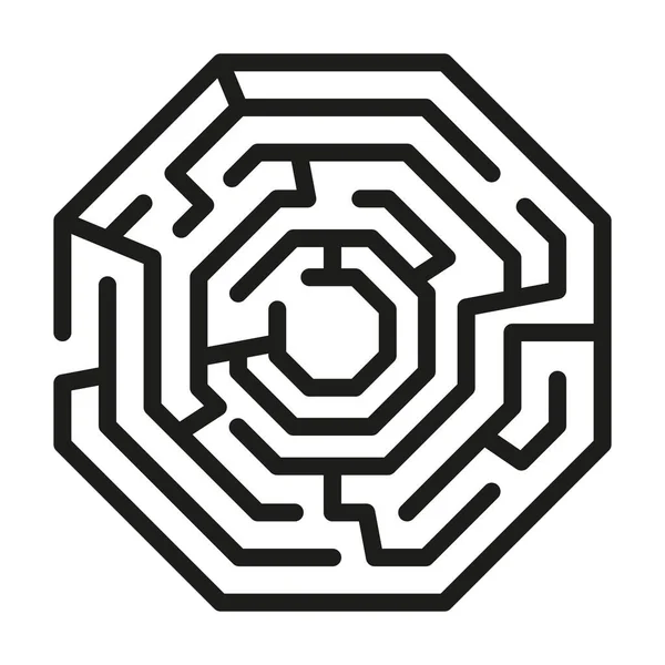 Labyrint Puzzel Maze Spel Achthoek Vorm Vector Template Illustratie Geïsoleerd — Stockvector