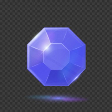 Mavi renkli mücevher dama tahtasında izole edilmiş. Vektör mücevher çizimi