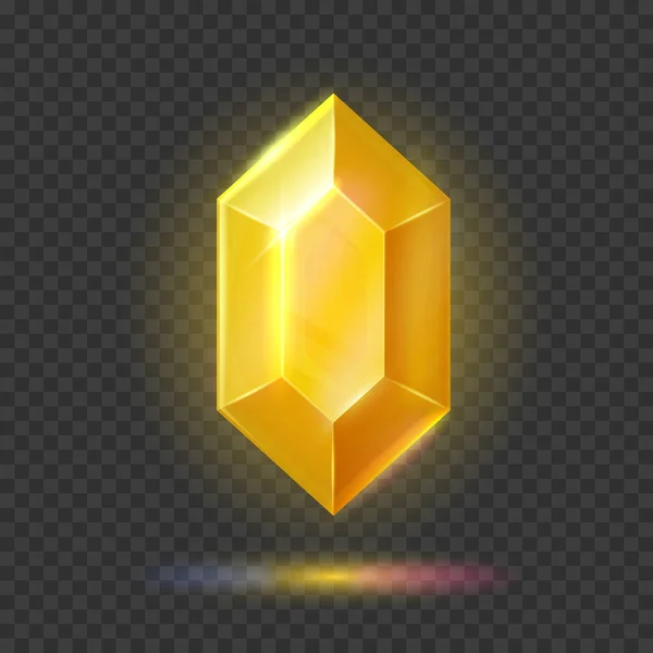 エレガントな黄色の光沢のある宝石や魔法のクリスタル 透明効果背景に分離されたジェムストーンアイコン ベクトルイラスト — ストックベクタ
