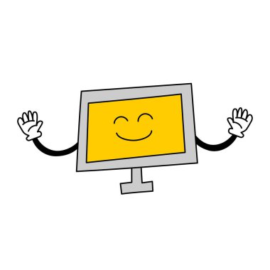 Mükemmel durumda gülümseyen bir bilgisayarın kaba bir çizimi.