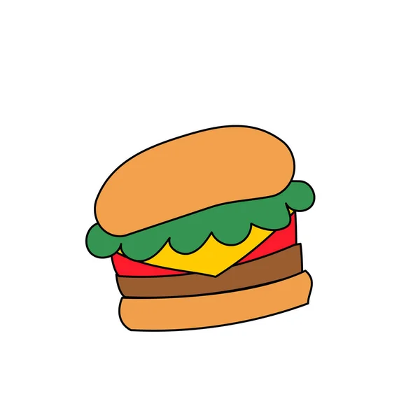 Kleurrijke Ruwe Losse Illustratie Van Hamburger — Stockvector