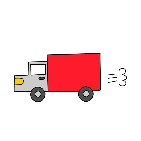 Illustration Libre Dessinée Main Camion — Image vectorielle