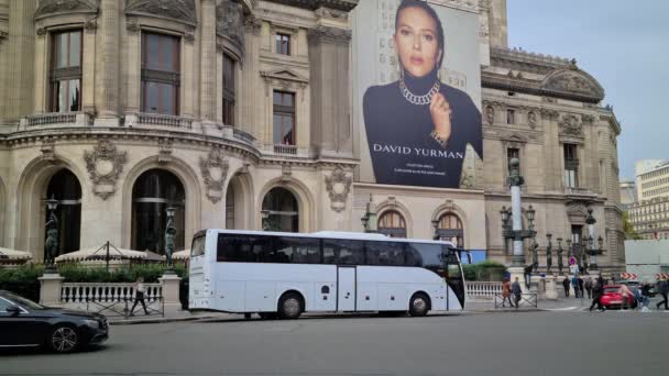 프랑스 2022 Car Traffic Circulation Front Famous Paris National Opera — 비디오