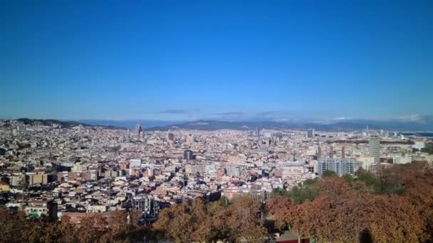 Barcelona Spanya Aralık 2022 Montjuic Kablo Arabasının Çinden Telefric Montjuc — Stok video