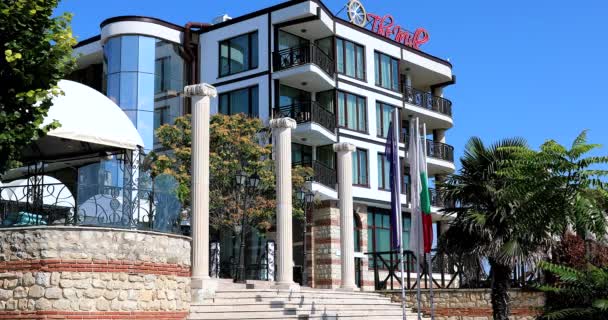 Nesebar Болгарія Липня 2019 Mill Hotel Restaurant Розкішний Будинок Нессебарі — стокове відео