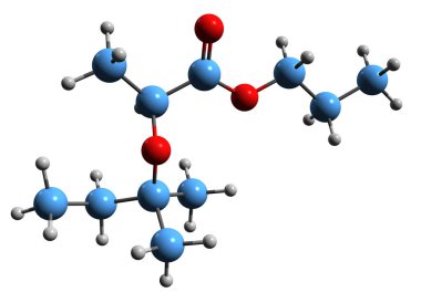  Skalellatin iskelet formülünün 3 boyutlu görüntüsü - Çiçek Linalool 'un moleküler kimyasal yapısı beyaz arka planda izole edildi