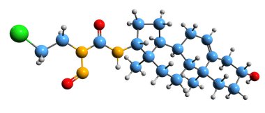  Sturamustine iskelet formülünün 3 boyutlu görüntüsü - beyaz arkaplanda izole edilmiş dehidroepiandrosteronun moleküler kimyasal yapısı