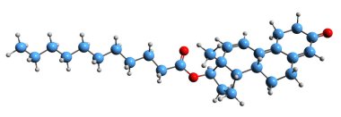  Trenbolone iskelet formülünün 3 boyutlu görüntüsü - beyaz arkaplanda izole edilmiş anabolikandrojenik steroidin moleküler kimyasal yapısı