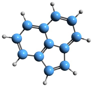  Asenaftilen iskelet formülünün 3 boyutlu görüntüsü - beyaz arka planda izole edilmiş Cyclopentadenaphthalene 'in moleküler kimyasal yapısı