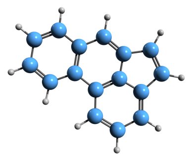  Beyaz zemin üzerinde izole edilmiş polisiklik aromatik hidrokarbonun moleküler kimyasal yapısı.