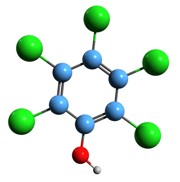 Imagen Fórmula Esquelética Pentaclorofenol Estructura Química Molecular Del Compuesto Organoclórico —  Fotos de Stock