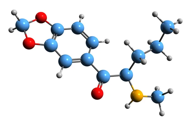 Зображення Скелетної Формули Ятикутника Молекулярна Хімічна Структура Метиледеніоксипентедраона Ізольованого Білому — стокове фото