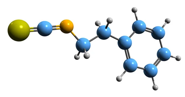 Imagem Fórmula Esquelética Isotiocianato Fenetilo Estrutura Química Molecular Óleo Mostarda — Fotografia de Stock
