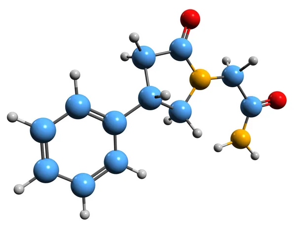 Image Phenylpiracetam Skeletal Formula Molecular Chemical Structure Fonturacetam Isolated White — Stock Photo, Image