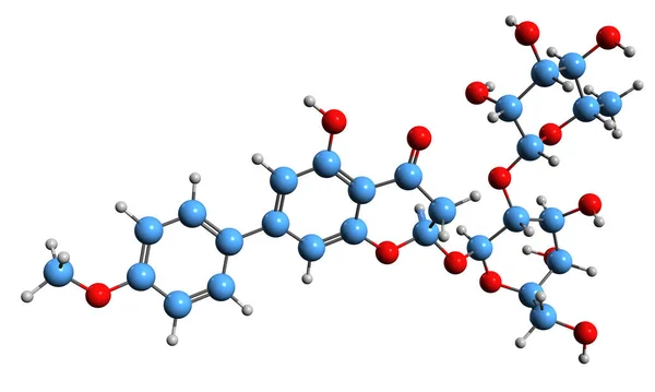 stock image 3D image of Poncirin skeletal formula - molecular chemical structure of Isosakuranetin-7-neohesperidoside isolated on white background