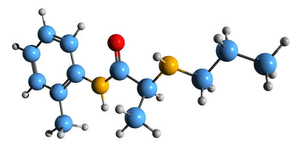 Imagem Fórmula Esquelética Prilocaine Estrutura Química Molecular Anestésico Local Isolado — Fotografia de Stock