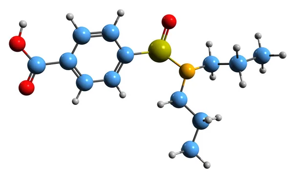 Abbildung Der Probenecid Skelettformel Molekulare Chemische Struktur Von Gichtmedikamenten Isoliert — Stockfoto