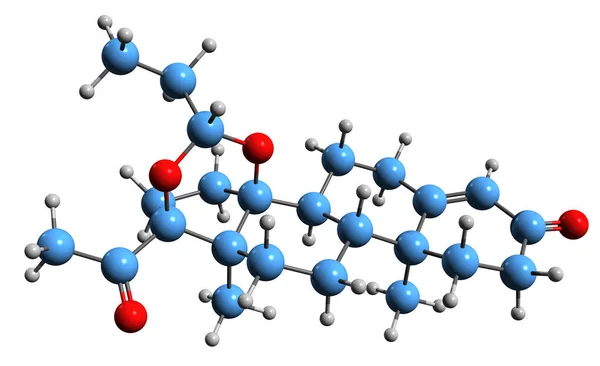 Proligestone Iskelet Formülünün Boyutlu Görüntüsü Progestin Ilacının Moleküler Kimyasal Yapısı — Stok fotoğraf