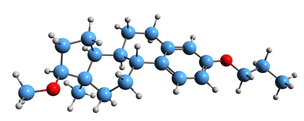 Aufnahme Der Promestriene Skelettformel Molekulare Chemische Struktur Synthetischen Östrogens Isoliert — Stockfoto