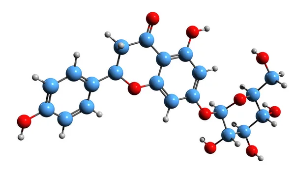 Beeld Van Prunine Skeletformule Moleculaire Chemische Structuur Van Flavanonglycoside Geïsoleerd — Stockfoto