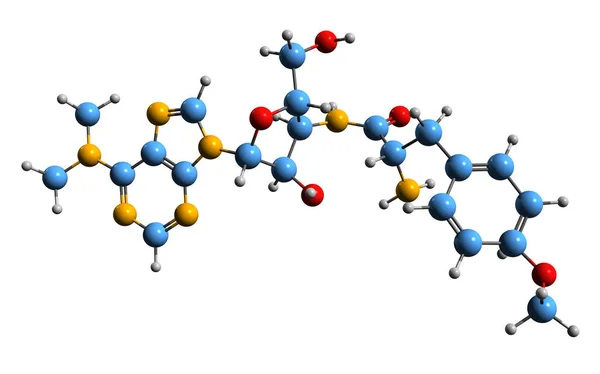 Beeld Van Puromycine Skeletformule Moleculaire Chemische Structuur Van Aminonucleoside Antibioticum — Stockfoto