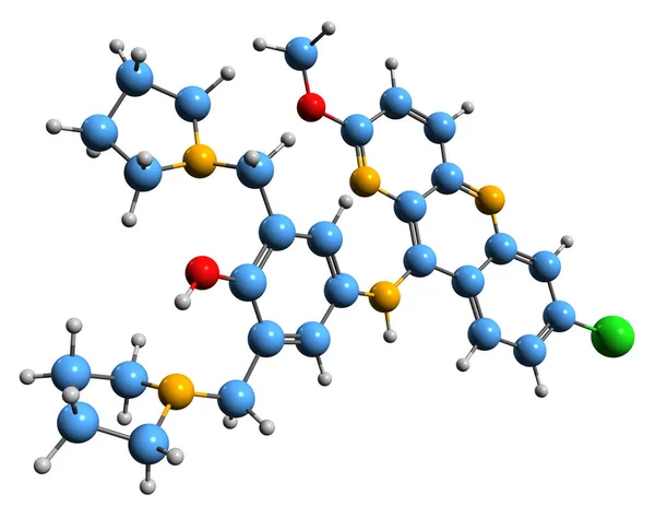 Εικόνα Του Σκελετικού Τύπου Pyronaridine Μοριακή Χημική Δομή Του Αντιμαλαριακού — Φωτογραφία Αρχείου