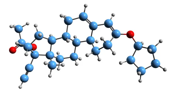 Изображение Скелетной Формулы Квингестанола Ацетата Молекулярная Химическая Структура Прогестиновых Препаратов — стоковое фото