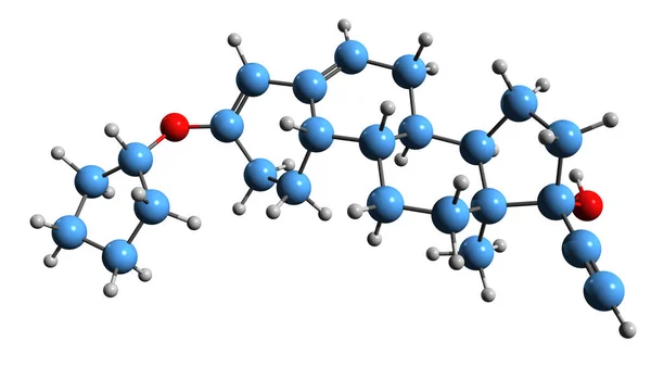 Obraz Kosterního Vzorce Kvingestanolu Molekulárně Chemická Struktura Cyklopentyletheru Norethisteronu Izolovaného — Stock fotografie