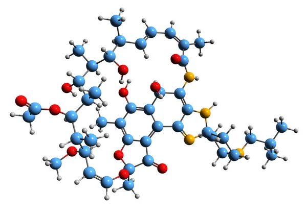 Bild Rifabutin Skelett Formel Molekylär Kemisk Struktur Antimykobakteriell Medicinering Isolerad — Stockfoto