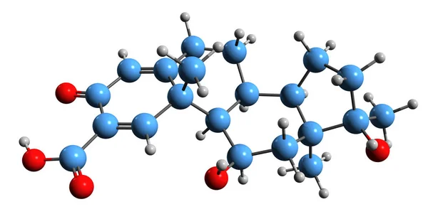 Roxibolone骨格式の3D画像 白い背景に単離されたステロイド系抗グルココルチコイドの分子化学構造 — ストック写真