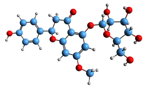 Imagem Fórmula Esquelética Sakuranin Estrutura Química Molecular Flavanona Isolada Sobre — Fotografia de Stock
