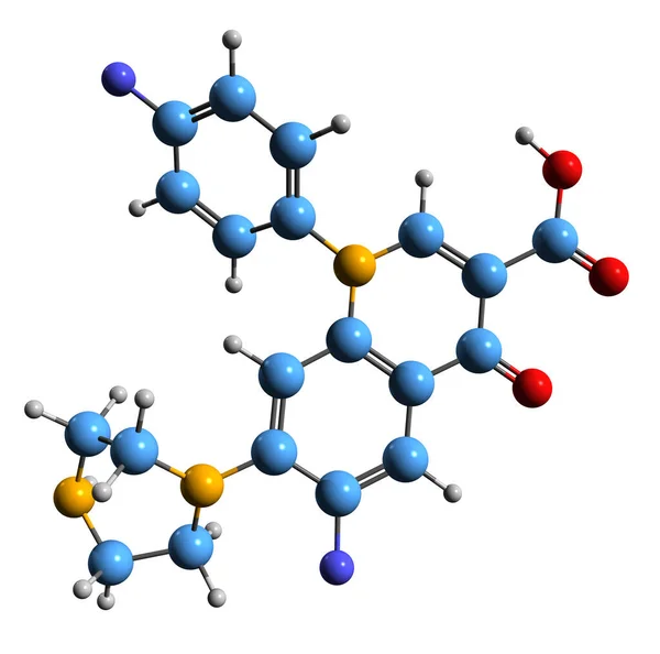 stock image  3D image of Sarafloxacin skeletal formula - molecular chemical structure of  quinolone antibiotic isolated on white background