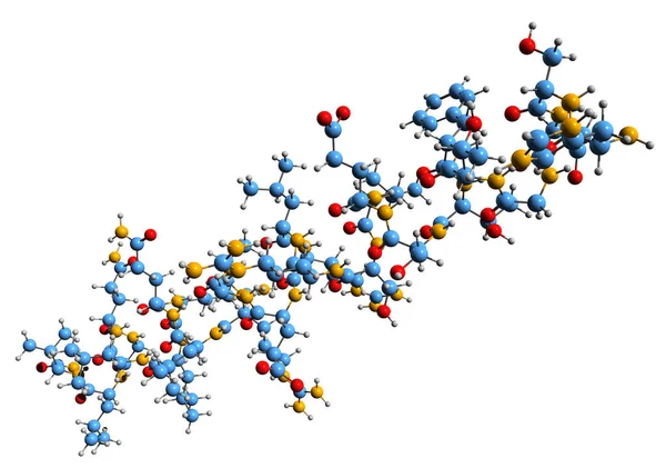 Secretin骨格式の3D画像 白い背景に単離された水恒常性ホルモンの分子化学構造 — ストック写真