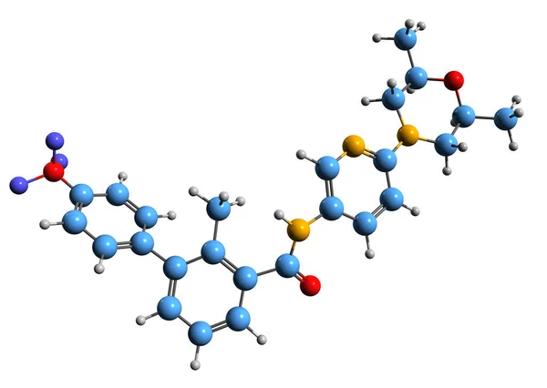 Sonidegib骨格式の3D画像 白背景に単離された抗がん剤調製の分子化学構造 — ストック写真