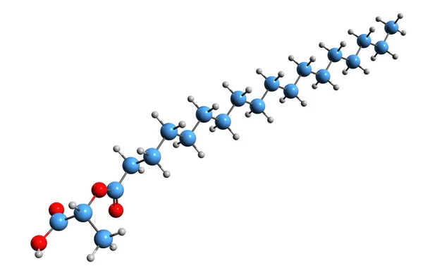硬脂酸 乳酸酯骨架公式的三维图像 白色背景分离表面活性剂的分子化学结构 — 图库照片
