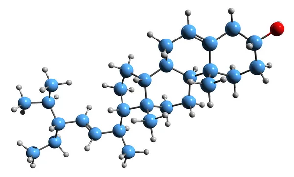 Imagem Fórmula Esquelética Estigmasterol Estrutura Química Molecular Esterol Vegetal Isolado — Fotografia de Stock