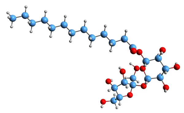スクラーズラレート骨格式の3D画像 乳化剤と油肥厚剤の分子化学構造を白い背景に単離 — ストック写真