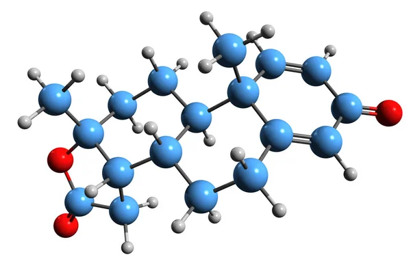 Testolactone骨格式の3D画像 白い背景に単離されたステロイドアロマターゼ阻害剤の分子化学構造 — ストック写真
