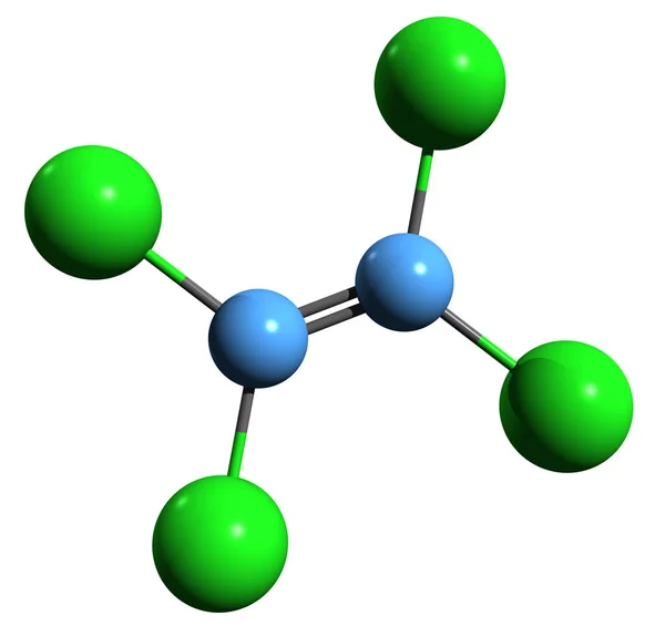 Image Formule Squelettique Tétrachloroéthylène Structure Chimique Moléculaire Tétrachloroéthène Chlorocarbone Isolé — Photo