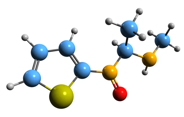 Thithinone骨格式の3D画像 白い背景に単離された刺激物質の分子化学構造 — ストック写真